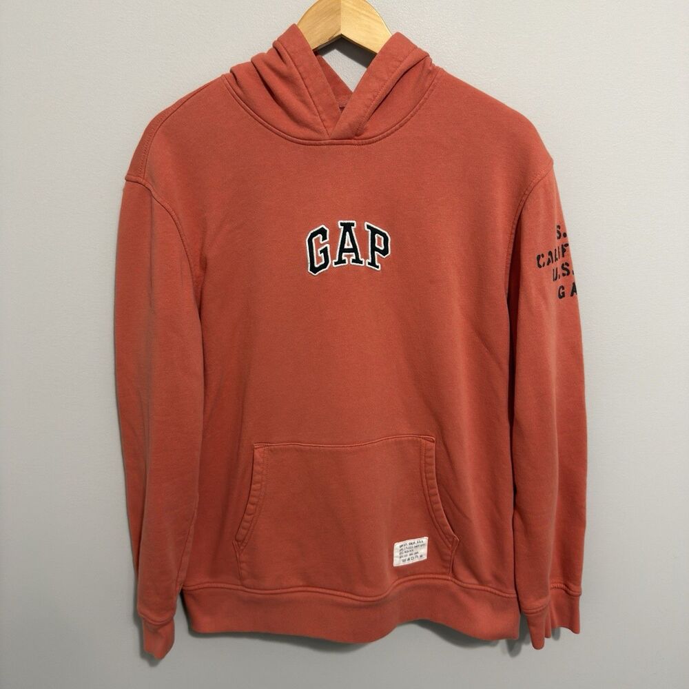 GAP Sweater Coral Pink Pullover Hoodie Essential Heritage Outdoor Size L
